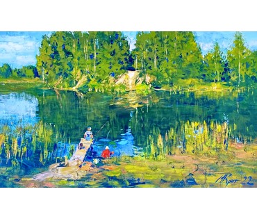 Крот М.Ф "Рыбное место", 2022г. Холст, масло. Размер 50х70 см. № 2369 (артикул №2369) - фото №3