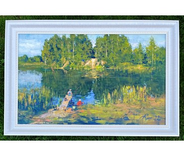 Крот М.Ф "Рыбное место", 2022г. Холст, масло. Размер 50х70 см. № 2369 (артикул №2369) - фото №5