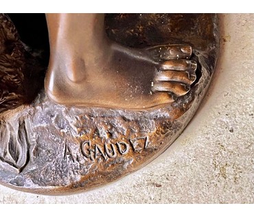 Скульптура "Devoir", "Долг".Патинированная бронза, Франция, 19 век. Автор A.E Gaudez (1845-1902) Подпись автора. Высота 55 см. № 2371 (артикул №2371) - фото №11