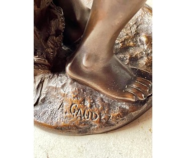 Скульптура "Devoir", "Долг".Патинированная бронза, Франция, 19 век. Автор A.E Gaudez (1845-1902) Подпись автора. Высота 55 см. № 2371 (артикул №2371) - фото №12