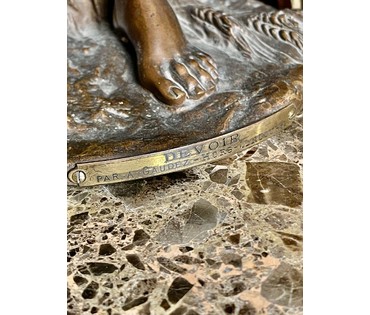 Скульптура "Devoir", "Долг".Патинированная бронза, Франция, 19 век. Автор A.E Gaudez (1845-1902) Подпись автора. Высота 55 см. № 2371 (артикул №2371) - фото №20