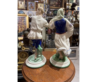 Лявон и Лявониха. Минский фарфоро-фаянсовый завод. МФФЗ (1952-1957) Автор А.Глебов и С. Селиханов. Высота 34,5 см. № 2373 (артикул №2373) - фото №3