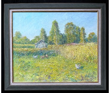 Архипов Г.В "Курочки", 2021г. Холст, масло. Размер 50х60 см. № 2389 (артикул №2389) - фото №1