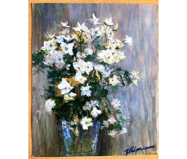 Гавриленко П.Н "Жасмин", 1954г. Бумага, акварель, пастель. Размер 39х32 см. № 2391 (артикул №2391) - фото №2