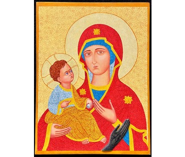 Каталожный Почицкий В.В (dr. Klein, Доктор Кляйн) "Троеручица", 2013г., дерево, масло, серебро. Размер 40х30 см. № 2397 (артикул №2397) - фото №2