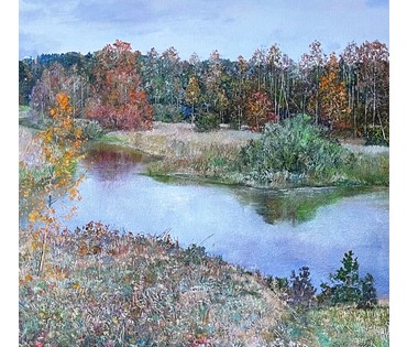 Барановская Е.А "Ціхая восень", 2022г. Холст, масло. Размер 55х65 см. № 2424 (артикул №2424) - фото №4