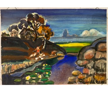 Звонков И.Г. Пейзаж, акварель, размер 38х53,5 см. № 2439 (артикул №2439) - фото №1