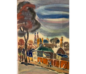 Звонков И.Г. Пейзаж, акварель, размер 38х54 см. № 2442 (артикул №2442) - фото №1