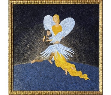 Каталожный Почицкий В.В (dr.Klein) "Борьба Иакова с ангелом", 2012г. Холст, масло. Размер 100х100 см. № 2454 (артикул №2454) - фото №3
