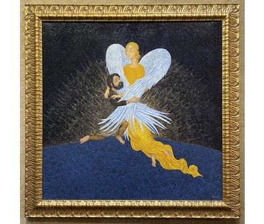 Каталожный Почицкий В.В (dr.Klein) "Борьба Иакова с ангелом", 2012г. Холст, масло. Размер 100х100 см. № 2454 (артикул №2454) - фото №1