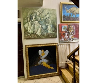 Каталожный Почицкий В.В (dr.Klein) "Борьба Иакова с ангелом", 2012г. Холст, масло. Размер 100х100 см. № 2454 (артикул №2454) - фото №7