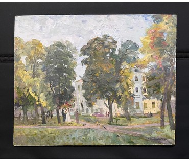 Хмелевский В.В Пейзаж, 1990г. ДВП, масло. Размер 49х61 см. № 2485 (артикул №2485) - фото №3