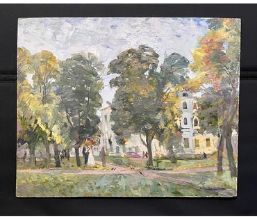 Хмелевский В.В Пейзаж, 1990г. ДВП, масло. Размер 49х61 см. № 2485 (артикул №2485) - фото №5