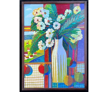 Сковородко О.А "Белые цветы", 2020г. Холст, масло. Размер 72х51 см. № 2496 (артикул №2496) - фото №2