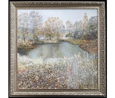 Барановская Е.А "Шэрань на траве",2022г. Холст, масло. Размер 60х60 см. № 2497 (артикул №2497) - фото №2