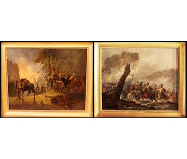Пара картин "Сцены войны 1812 года". Gessner, Conrad (1764-1826) Zurich.1818 год. (артикул №121) - фото №1