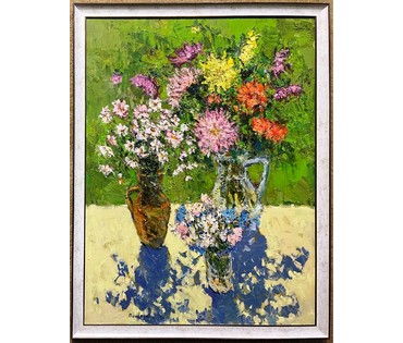 Потворова Т.В "Три букета",2021г. Холст, масло. Размер 80х60 см. № 2498 (артикул №2498) - фото №1