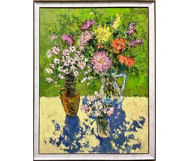 Потворова Т.В "Три букета",2021г. Холст, масло. Размер 80х60 см. № 2498 (артикул №2498) - фото №2