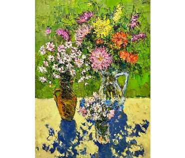 Потворова Т.В "Три букета",2021г. Холст, масло. Размер 80х60 см. № 2498 (артикул №2498) - фото №3