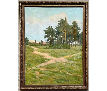 Кравцов В.П "Тропинки", 1961г. Картон, масло. Размер 67х50 см.№ 2516 (артикул №2516) - фото №2