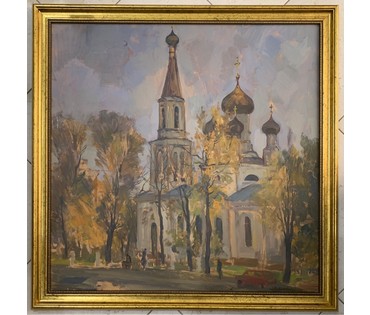 Хмелевский В.В Картон, масло.1990г. Размер 68х68 см. № 2525 (артикул №2525) - фото №1