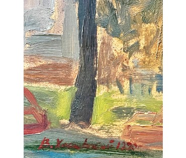 Хмелевский В.В Картон, масло.1990г. Размер 68х68 см. № 2525 (артикул №2525) - фото №4