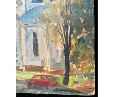 Хмелевский В.В Картон, масло.1990г. Размер 68х68 см. № 2525 (артикул №2525) - фото №5