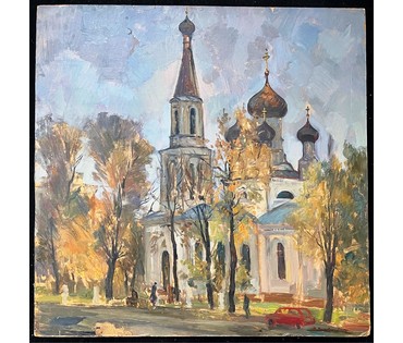 Хмелевский В.В Картон, масло.1990г. Размер 68х68 см. № 2525 (артикул №2525) - фото №6