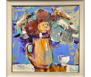 Гриневич Т.В "Натюрморт с белой чашкой", 2022г. Холст, масло. Размер 50х50 см. № 2526 (артикул №2526) - фото №3