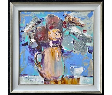 Гриневич Т.В "Натюрморт с белой чашкой", 2022г. Холст, масло. Размер 50х50 см. № 2526 (артикул №2526) - фото №1