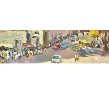 Кудревич Р.В - Народный художник. "Городской пейзаж", ДВП, масло.Размер 80х100 см. № 2539 (артикул №2539) - фото №9