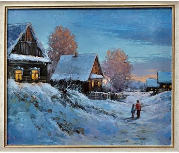 Житковский А.А "Морозный вечер", 2023г. Холст, масло. Размер 50х60 см. № 2554 (артикул №2554) - фото №3