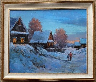 Житковский А.А "Морозный вечер", 2023г. Холст, масло. Размер 50х60 см. № 2554 (артикул №2554) - фото №2