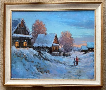 Житковский А.А "Морозный вечер", 2023г. Холст, масло. Размер 50х60 см. № 2554 (артикул №2554) - фото №4