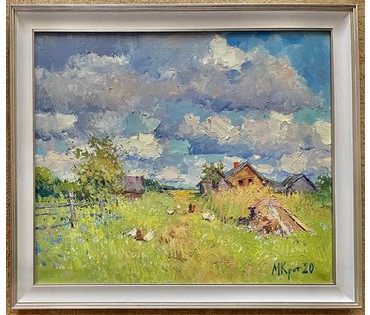 Крот М.Ф "Облачный день в Полевиже", 2020г. Холст, масло. Размер 60х70 см. № 2555 (артикул №2555) - фото №1