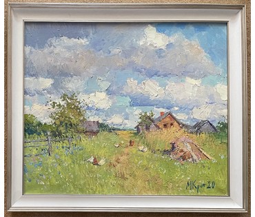 Крот М.Ф "Облачный день в Полевиже", 2020г. Холст, масло. Размер 60х70 см. № 2555 (артикул №2555) - фото №4