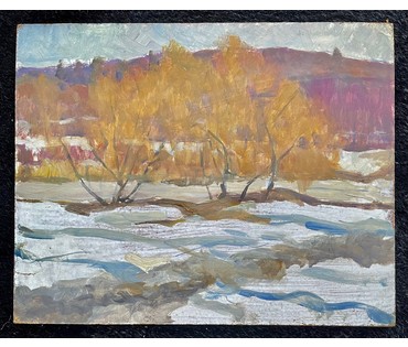 Казак О.И. Пейзаж. Картон, масло. Размер 37,5х31,5 см. № 2557 (артикул №2557) - фото №2