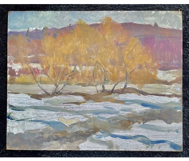 Казак О.И. Пейзаж. Картон, масло. Размер 37,5х31,5 см. № 2557 (артикул №2557) - фото №3