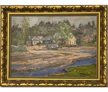Дмухайло И.С "Водяная мельница", 1951г. Холст, масло. Размер 36х52 см. № 2565 (артикул №2565) - фото №2