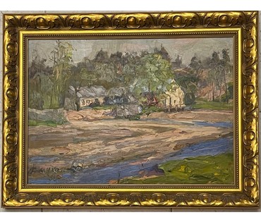 Дмухайло И.С "Водяная мельница", 1951г. Холст, масло. Размер 36х52 см. № 2565 (артикул №2565) - фото №6