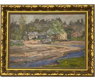 Дмухайло И.С "Водяная мельница", 1951г. Холст, масло. Размер 36х52 см. № 2565 (артикул №2565) - фото №3