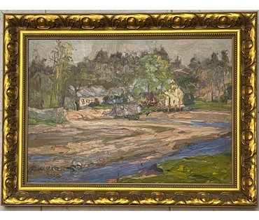 Дмухайло И.С "Водяная мельница", 1951г. Холст, масло. Размер 36х52 см. № 2565 (артикул №2565) - фото №4