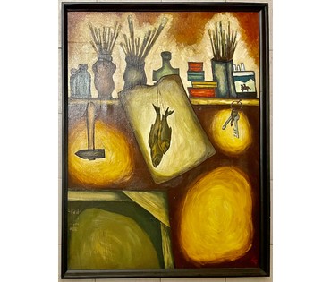 Белявский В.В "Натюрморт с рыбой", 1984г. Холст, масло. Размер 90х120 см. № 2566 (артикул №2566) - фото №3