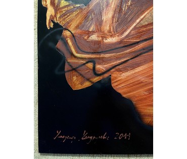 Кондрусевич В.В "Чорная дзірка", 2011г. Масло, поталь на алюминии. Размер 101х124 см.№ 2577 (артикул №2577) - фото №4