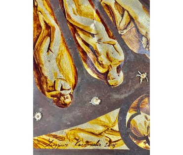 Кондрусевич В.В "Сад любви", 2015г. Масло, поталь на металле. Размер 110,5х112,5 см. № 2578 (артикул №2578) - фото №3