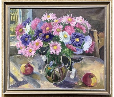 Берегейко О.Г "Осеннее окно", 2014г. Холст, масло. Размер 60х70 см. № 2586 (артикул №2586) - фото №2