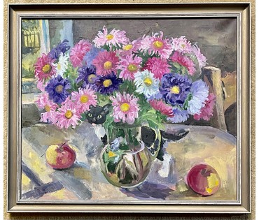 Берегейко О.Г "Осеннее окно", 2014г. Холст, масло. Размер 60х70 см. № 2586 (артикул №2586) - фото №4
