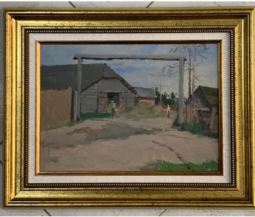 Дорошевич Ф.И "Сельский вид",картон, масло. Размер 24х35 см. № 2593 (артикул №2593) - фото №1