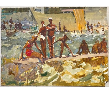 Дорошевич Ф.И "На море". картон, масло. Размер 48х66 см. без рамы. № 2597 (артикул №2597) - фото №2