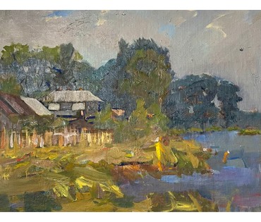 Дорошевич Ф.И "Под Минском".Холст, масло, картон. Размер без рамы 50х63 см. (артикул №2598) - фото №3